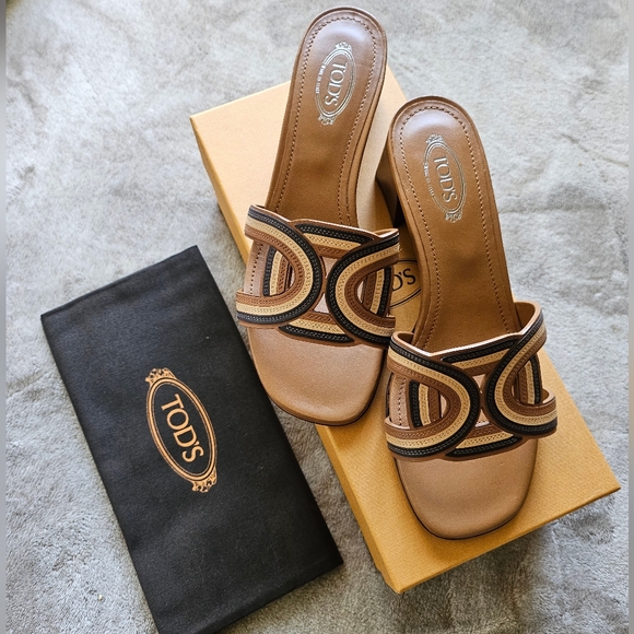 NIB Tod's Kate Leather Block Heel, 7.5 - Picture 1 of 13